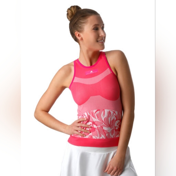 Adidas by Stella McCartney pink and white seamless tank top size large - Picture 4 of 16